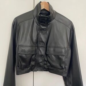 Black Alo faux leather cropped jacket